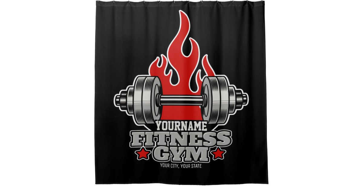 Personalized Weight Lifting Dumbbell Fitness Gym Shower Curtain Zazzle