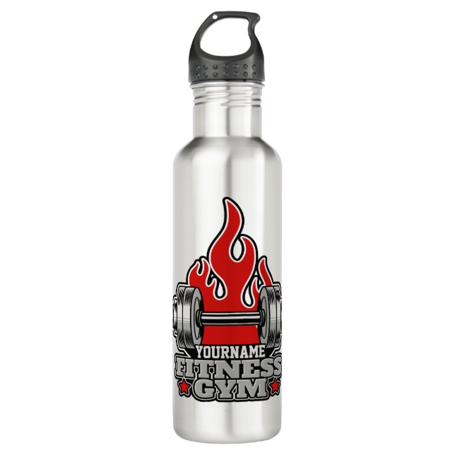 Personalized Weight Lifting Dumbbell Fitness Gym Stainless Steel Water Bottle (Front)