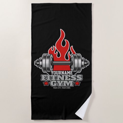 Personalized Weight Lifting Dumbbell Fitness Gym T Beach Towel
