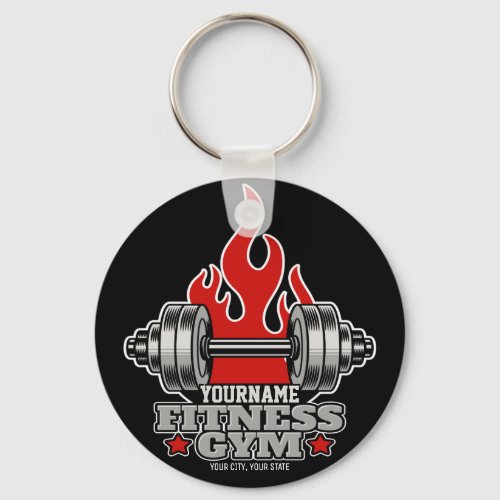 Personalized Weight Lifting Dumbbell Fitness Gym T Keychain