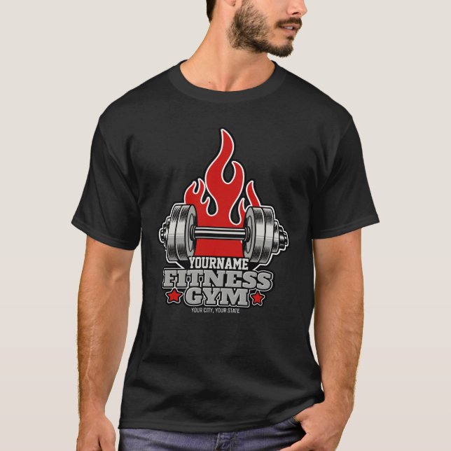 Personalized Weight Lifting Dumbbell Fitness Gym T-Shirt (Front)