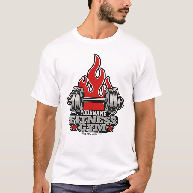 Personalized Weight Lifting Dumbbell Fitness Gym T-Shirt (Front)