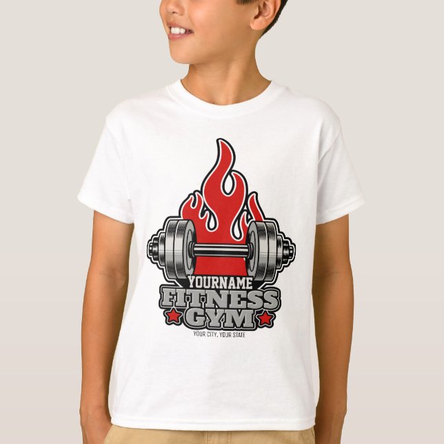 Personalized Weight Lifting Dumbbell Fitness Gym T-Shirt (Front)