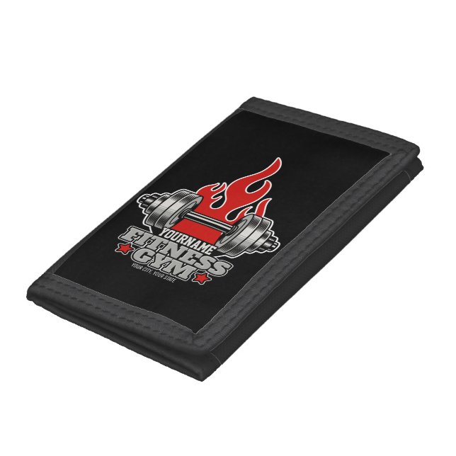 Personalized Weight Lifting Dumbbell Fitness Gym Trifold Wallet (Bottom)