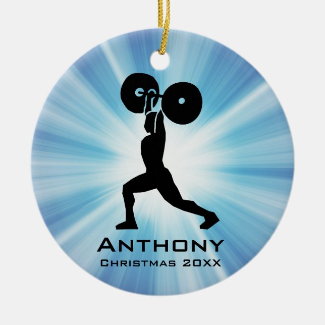 Personalized Weightlifting Design Ornament (Front)