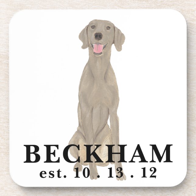 Personalized Weimaraner Beverage Coaster (Front)