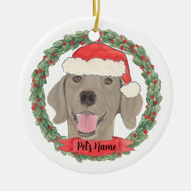 Personalized Weimaraner Ceramic Ornament (Front)