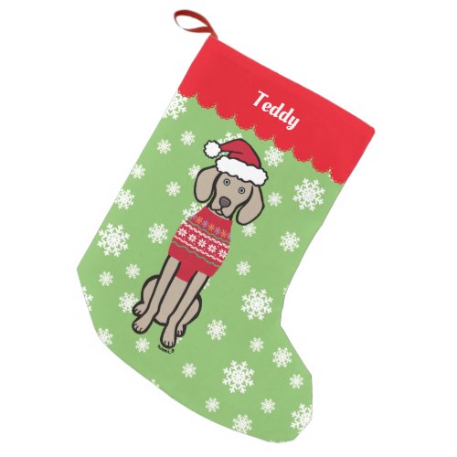 Personalized Weimaraner Christmas Santa Hat Small Christmas Stocking