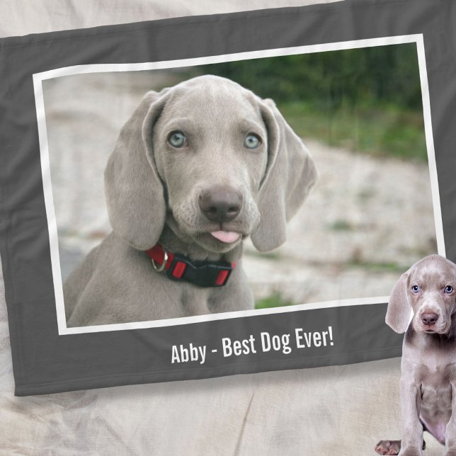 Personalized Weimaraner Dog Photo and Dog Name Fleece Blanket (Creator Uploaded)