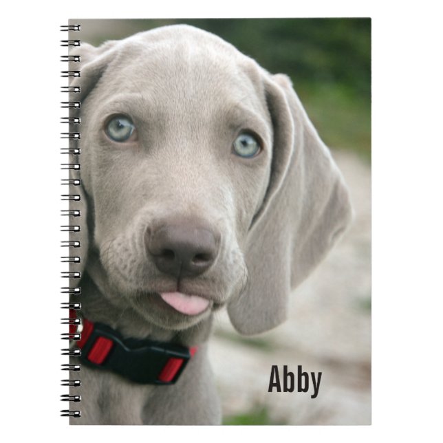 Personalized Weimaraner Dog Photo and Dog Name Notebook (Front)