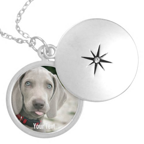 Personalized Weimaraner Dog Photo and Dog Name Silver Plated Necklace