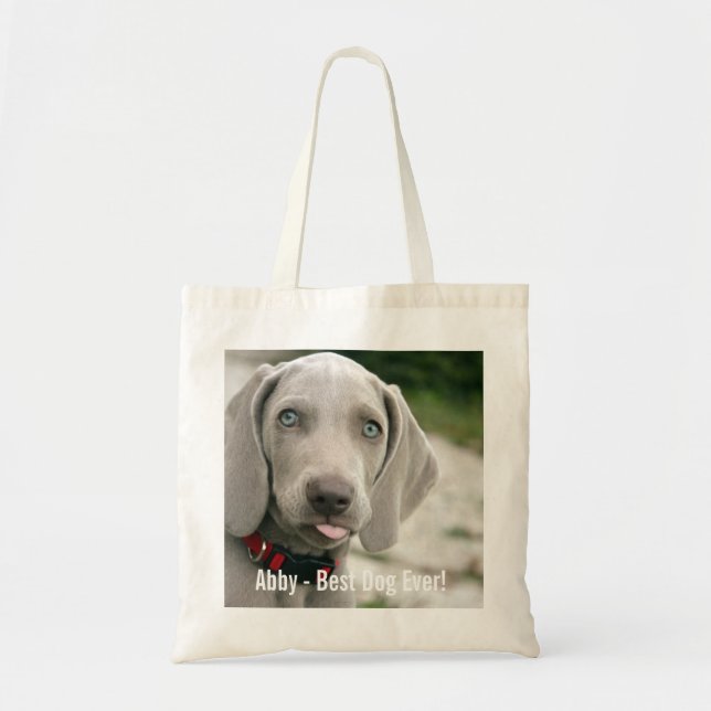 Personalized Weimaraner Dog Photo and Dog Name Tote Bag (Front)