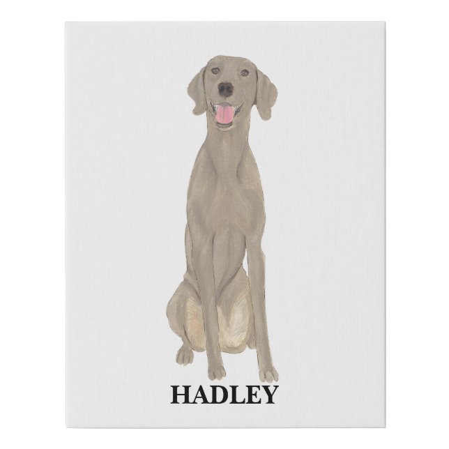Personalized Weimaraner Faux Canvas Print (Front)