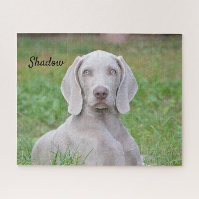 Personalized Weimaraner Puppy Dog Jigsaw Puzzle (Horizontal)