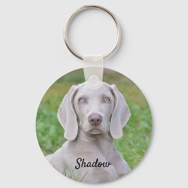 Personalized Weimaraner Puppy Dog Keychain (Front)