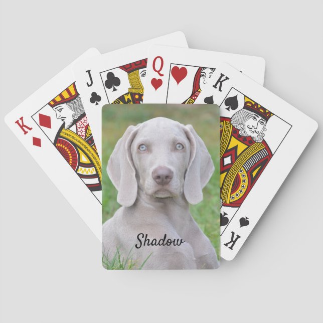 Personalized Weimaraner Puppy Dog Poker Cards (Back)