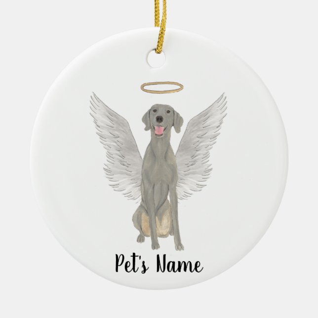 Personalized Weimaraner Sympathy Memorial Ceramic Ornament (Front)