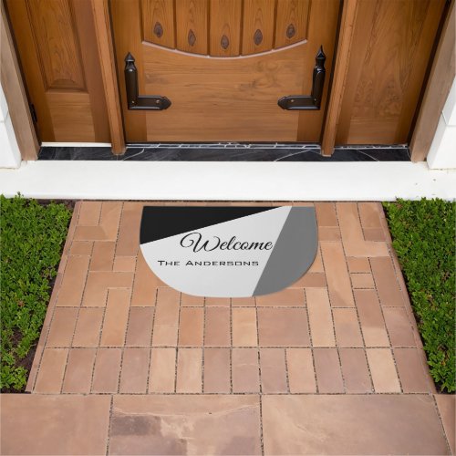 Personalized Welcome Abstract Black  Grey Doormat