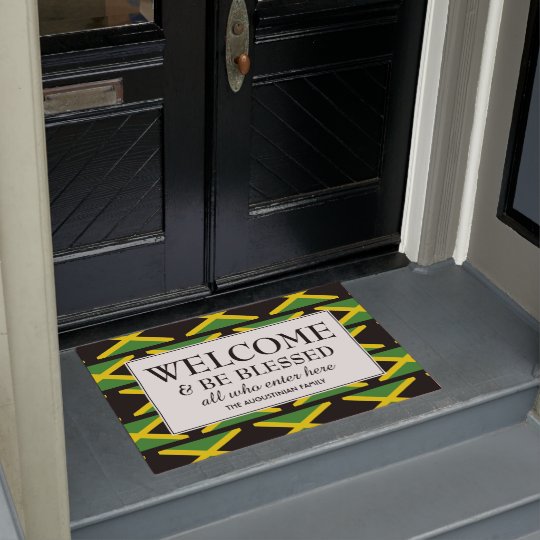 Personalized BE BLESSED Jamaican Flag Doormat