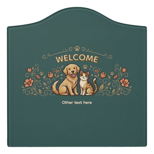 Personalized Welcome Door Sign (Large Crest Front)