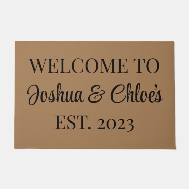 Personalized Welcome Doormat With Est, Couples  (Front)
