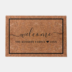 Personalized Welcome Family Name Rustic Coir Doormat