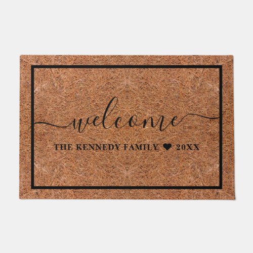 Personalized Welcome Family Name Rustic  Coir  Doormat