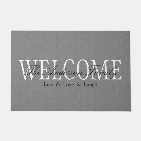 Personalized Welcome Grey Doormat Zazzle Com