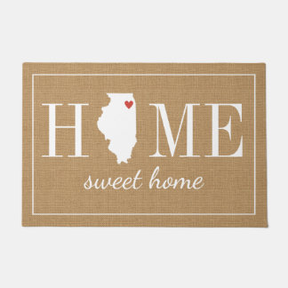 Personalized Welcome Home Illinois Jute Doormat