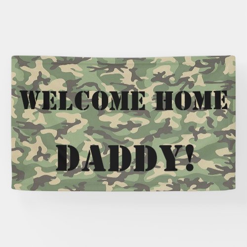 Personalized Welcome Home in Green Army colors Banner