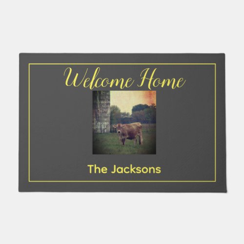 Personalized Welcome Home Jersey Cow  Doormat