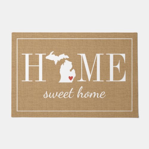 Personalized Welcome Home Michigan Jute Doormat
