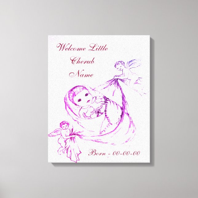 Personalized Welcome Little Cherub Canvas Print (Front)