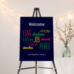 Personalized WELCOME LOVE JOY PEACE Jewish Foam Board<br><div class="desc">Give your home a welcoming edge with this personalized Hebrew Welcome Foam Board Display signage with CUSTOMIZABLE TEXT. The placeholder text is customizable, so you can change the heading and add your family name. The words LOVE JOY PEACE are also written in Hebrew (and color coded). Suitable for Hanukkah, Weddings,...</div>