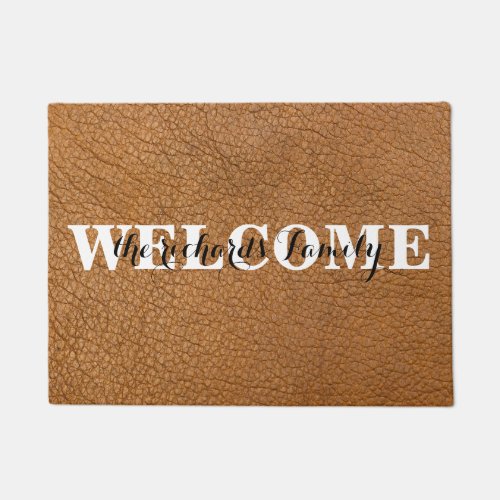 Personalized Welcome Modern Funny Family Monogram Doormat