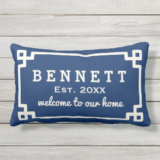 Personalized Welcome Pillow | Navy Blue