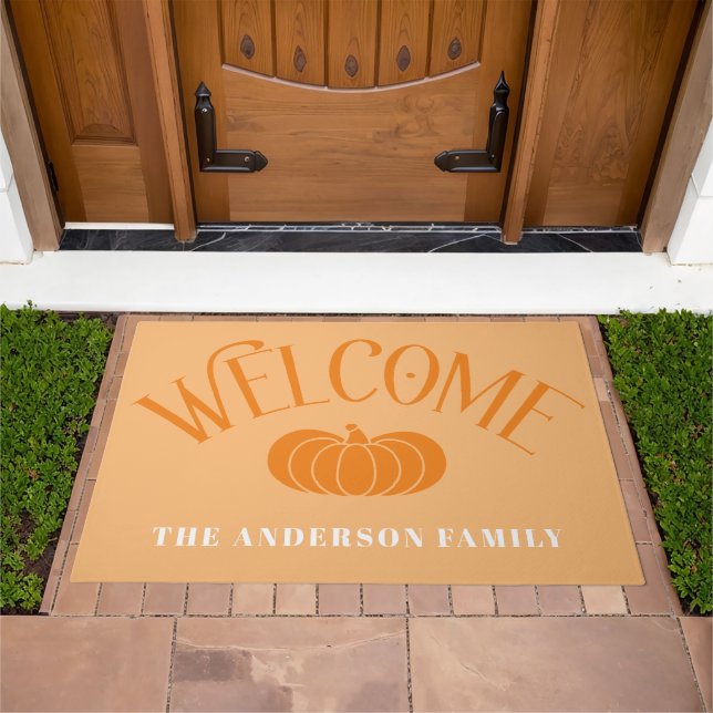 Personalized Welcome Pumpkin Doormat (Outdoor)