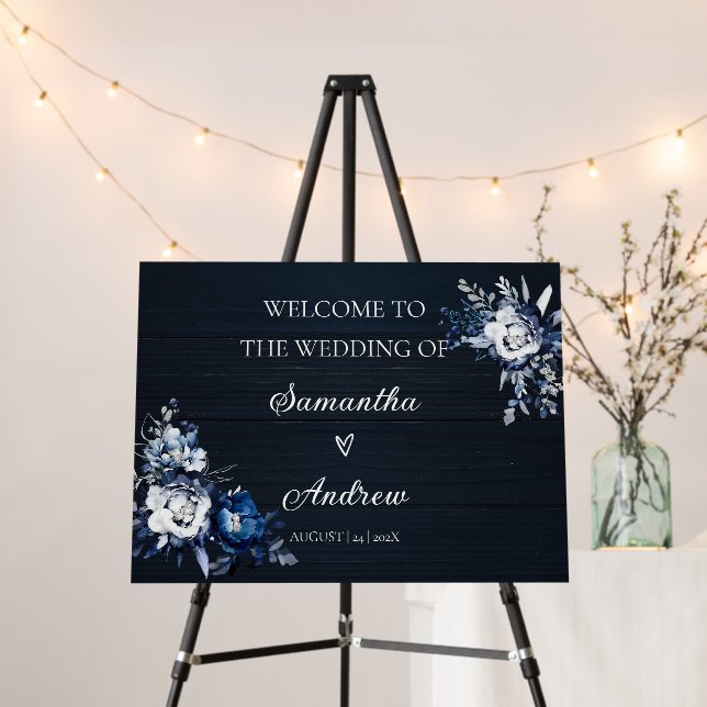 Personalized Welcome Signs In Blue and White (In Situ (Stand))