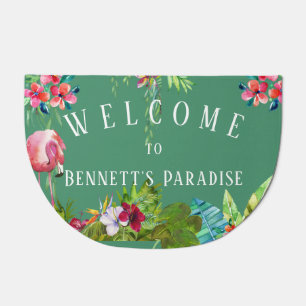 Personalized Welcome To Flamingo Paradise 2 Doormat