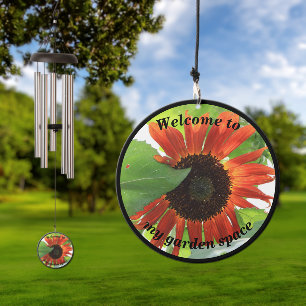 Personalized Welcome to My Garden Space Sunflower Wind Chime