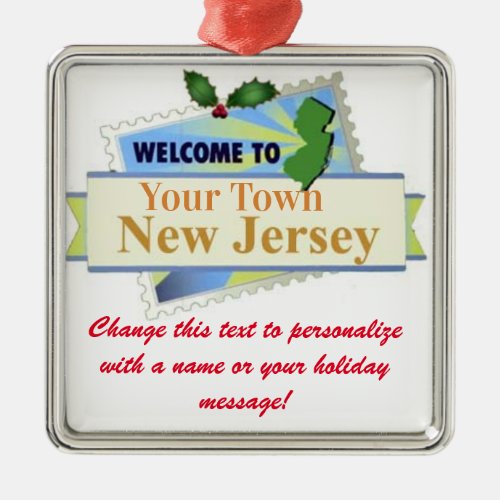 Personalized Welcome to New Jersey Metal Ornament