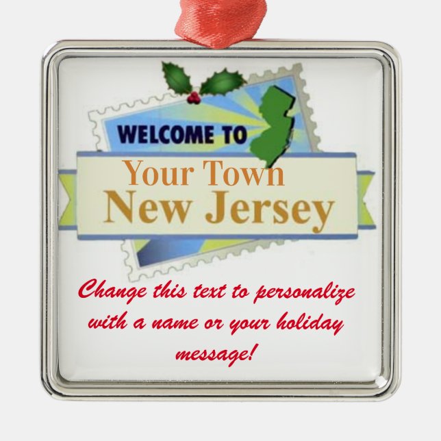 Personalized Welcome to New Jersey Metal Ornament (Front)