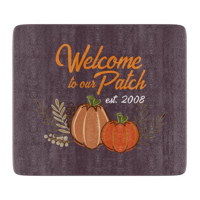 Personalized Welcome to our Autumn Pumpkin Patch Cutting Board (Front)