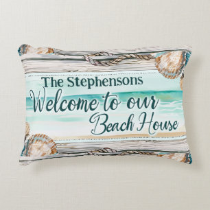 Personalized Welcome to Our Beach House Accent Pillow
