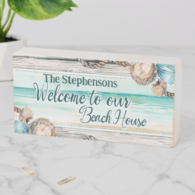 Personalized Welcome to Our Beach House Wooden Box Sign (In Situ Horizontal)