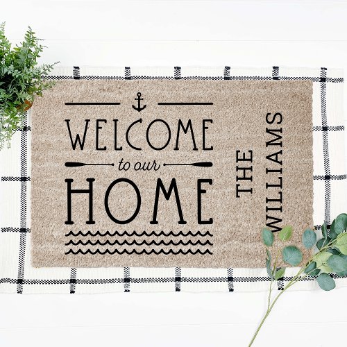Personalized Welcome to Our Home Lake Life Coir Fiber Doormat
