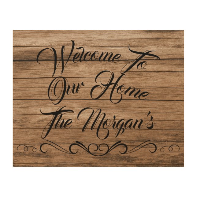 Personalized Welcome to Our Home Rustic Barn  Wood Wall Art (Front)