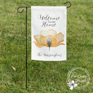 Personalized "Welcome to Our Home" Yellow Flower Garden Flag