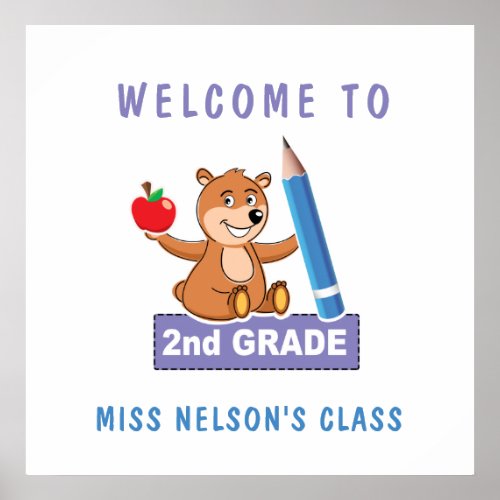 Personalized Welcome to Second Grade Poster