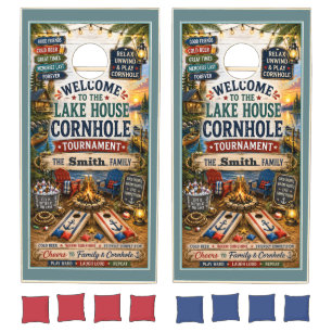 Personalized Welcome to the Lake House Cornhole Set